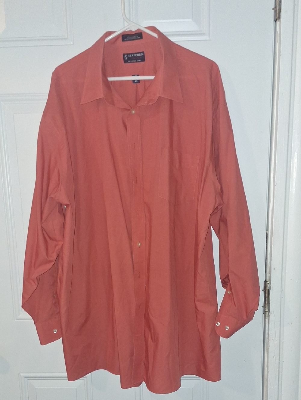 Stafford Coral-Red Long Sleeve Dress Shirt